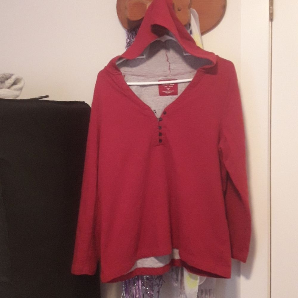 SONOMA Woman 1X long sleeve pull over hoodie red plus size